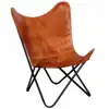 Image de Vidaxl chaise papillon marron cuir véritable 243728