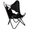 Image de Vidaxl chaise papillon noir et blanc cuir de vache 243729