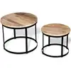 Image de Table Basse 2 Pcs Bois De Manguier Brut Rond 40/50 Cm Vidaxl