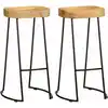 Image de Tabourets De Bar Lot De 2 Bois De Manguier Massif Vidaxl