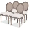 Image de Chaises de salle à manger - vidaXL - Lot de 4 - Crème - Lin - Dossier en rotin