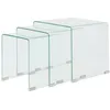 Image de Ensemble De Tables Gigognes 3 Pièces Verre Trempé Transparent Vidaxl