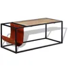 Image de vidaXL Table basse avec porte-revues Cuir véritable 110x50x45 cm 244241