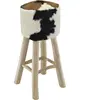 Image de Tabouret De Bar Cuir De Chèvre Et Bois De Teck Solide Vidaxl