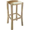 Image de Tabouret De Bar Cuir De Chèvre Et Bois De Teck Solide Vidaxl