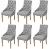 Image de Chaises À Manger Lot De 6 Gris Clair Tissu Vidaxl