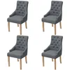 Image de Chaises À Manger Lot De 4 Gris Foncé Tissu Vidaxl