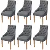 Image de Chaises À Manger Lot De 6 Gris Foncé Tissu Vidaxl