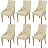 Image de Chaises À Manger Lot De 6 Crème Tissu Vidaxl