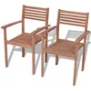 Image de Chaises Empilables De Jardin Lot De 2 Bois De Teck Solide Vidaxl