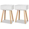 Image de Table De Chevet 2 Pcs Bois De Pin Massif 40 X 30 X 61 Cm Blanc Vidaxl