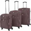 Image de Jeu de valises souples - vidaXL - 3 pcs - Couleur café - Tissu Oxford - 4 roulettes 360°