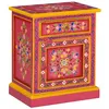 Image de vidaXL Table de chevet Bois de manguier massif Rose Peinture à la main 244835
