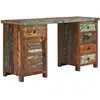 Image de Bureau Sur Pieds Bois De Récupération Massif 140 X 50 X 77 Cm Vidaxl