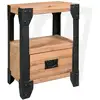 Image de Table De Chevet Bois D'acacia Acier 40 X 30 X 54 Cm Vidaxl