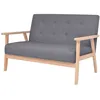 Image de Canapé À 2 Places Tissu Gris Foncé Vidaxl