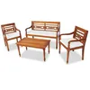 Image de Salon de jardin en bois de teck solide - VIDAXL - 4 pcs - Marron - Naturel - Jardin