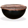 Image de Table basse - vidaXL - Bois de récupération massif - Noir - Rond - Style industriel