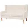 Image de Canapé À 2 Places Tissu Blanc Crème Vidaxl