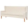 Image de Canapé À 3 Places Tissu Blanc Crème Vidaxl