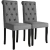 Image de Chaises À Manger Lot De 2 Gris Foncé Tissu Vidaxl
