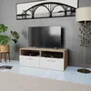Image de vidaXL Meuble TV Bois d’ingénierie 95x35x36 cm Chêne et blanc 244869