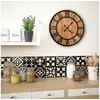 Image de Vidaxl horloge murale vintage à quartz bois et métal 60 cm xxl 50646