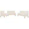 Image de Ensemble De Canapés 3 Pcs Tissu Blanc Crème Vidaxl