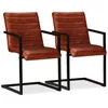 Image de vidaXL Chaises de salle à manger 2 pcs Marron Cuir véritable