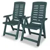 Image de Chaises Pliantes Inclinables, Lot De 2, En Plastique Vert Vidaxl