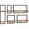 Image de Set D'étagères Murales 5 Pcs Bois D'acacia Massif Et Acier Vidaxl