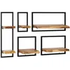 Image de Ensemble détagères murales en bois dacacia massif et acier - vidaXL - 5 pcs - Brun - Salon