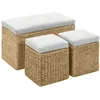 Image de Banc Avec 2 Poufs Jacinthe D'eau Gris Vidaxl