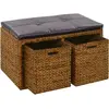 Image de Banc Avec 2 Paniers Jacinthe D'eau 71 X 40 X 42 Cm Marron Vidaxl