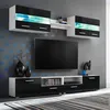 Image de Ensemble Mural Pour Tv 5 Pcs Avec Lumières Led Noir Brillant Vidaxl