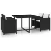 Image de vidaXL Salon de jardin encastrable 5 pcs et coussins Rotin Noir 43898