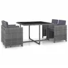 Image de vidaXL Ensemble à manger dextérieur 5pcs coussins résine tressée gris 43901