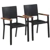 Image de Chaise D'extérieur Lot De 2 Résine Tressée Noir Vidaxl