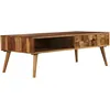 Image de Table Basse Bois Massif Avec Finition Miel 110x50x37 Cm Vidaxl