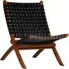 Image de Chaise Pliable Bandes Croisées Noir Cuir Véritable Vidaxl