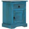 Image de Table De Chevet Bois De Manguier Massif 40x30x50 Cm Bleu Vidaxl