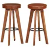 Image de Chaises De Bar Lot De 2 Cuir Véritable Et Bois D'acacia Solide Vidaxl