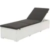 Image de Chaise Longue Avec Coussin Résine Tressée Blanc Vidaxl