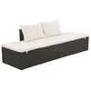 Image de Lit de jardin en résine tressée avec coussin - NOIR / BLANC - 195 x 60 x 60 cm