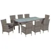 Image de vidaXL Ensemble à manger dextérieur 9pcs coussins Résine tressée Gris 44070