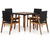 Image de vidaXL Mobilier à dîner de jardin 5 pcs Résine tressée Noir et marron
