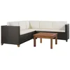 Image de vidaXL Salon de jardin 4 pcs avec coussins Résine tressée Marron