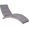 Image de Chaise Longue Pliable Avec Coussin Résine Tressée Gris Vidaxl