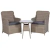 Image de Ensemble De Bistro 3 Pcs Avec Coussins Résine Tressée Marron Vidaxl