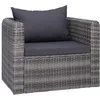Image de Chaise De Jardin Avec Coussin Et Oreiller Résine Tressée Gris Vidaxl
